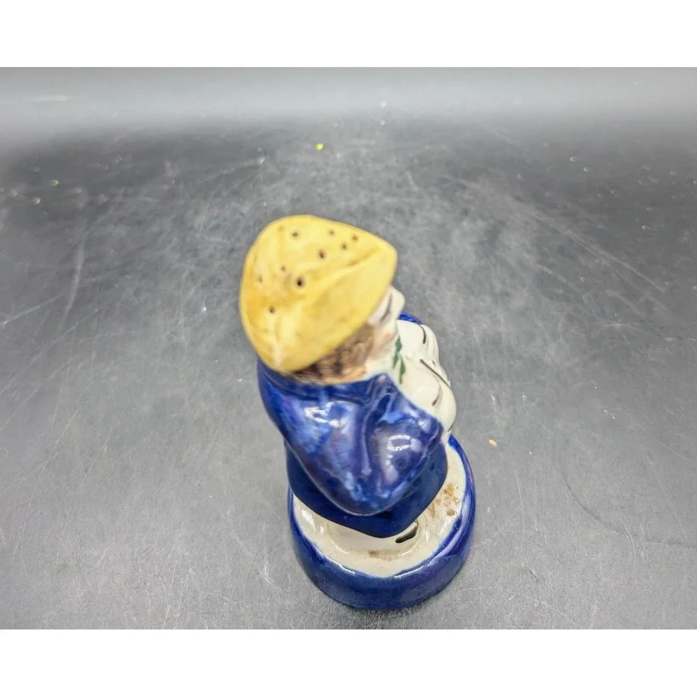 Vintage Staffordshire Salt Sugar Shaker Blue Coat Gentleman Figurine Glazed 4